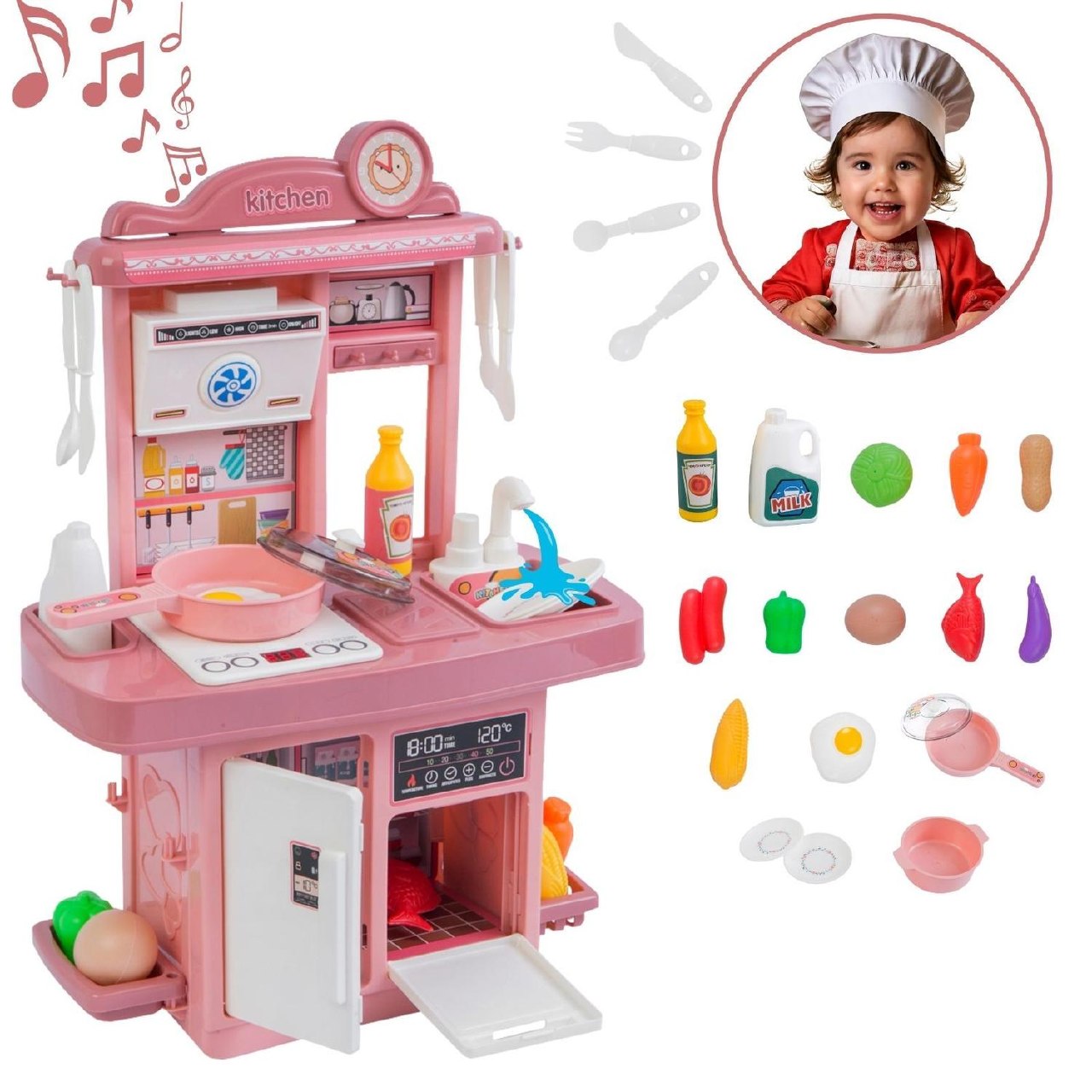 Kit Cozinha De Brinquedo Infantil Completa Solta Água E Som ATENTU