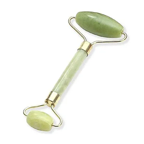 Rolo de jade para rosto, conjunto de pedras faciais naturais de jade, massageador de pele com ferramentas de raspagem Gua Sha