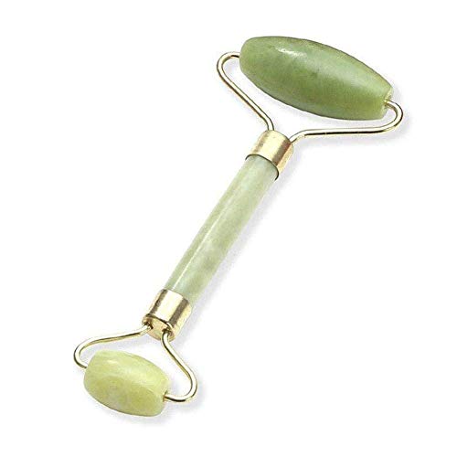 Rolo de jade para rosto, conjunto de pedras faciais naturais de jade, massageador de pele com ferramentas de raspagem Gua Sha