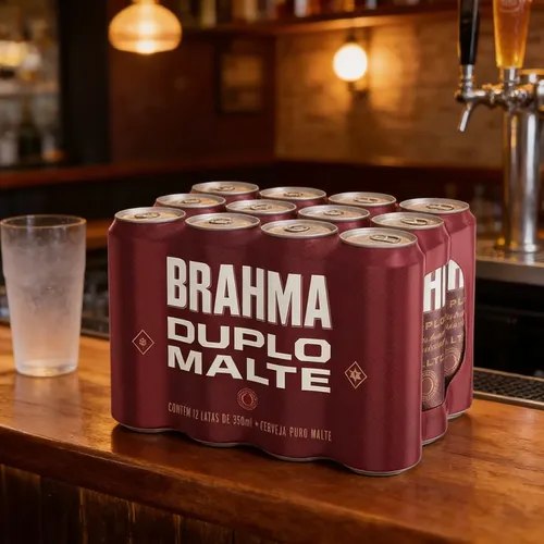 Pack Cerveja Brahma Duplo Malte Lata Sleek - com 12 unidades 350ml