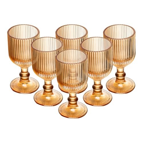WOLFF - Conjunto 6 Taças Para Licor Lines 75Ml Âmbar Metalizado Vidro