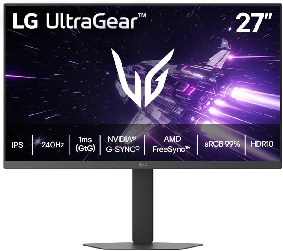 LG UltraGear Monitor Gamer 27" IPS 240Hz 1ms (GtG) Full HD (1920x1080) sRGB 99% HDMI 2.0 NVIDIA G-SYNC AMD FreeSync Premium, Preto - 27G440A