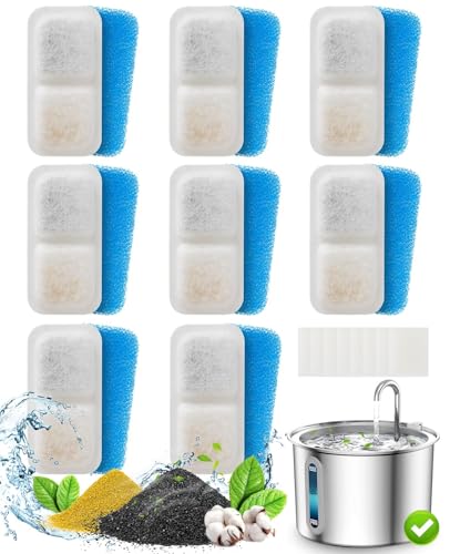 oneisall 8 Filtros De Substituição Do Bloco Para Pwf-001 2L/67Oz Fonte De Água Do Gato Fonte De Água De Aço Inoxidável Para Gatos Dentro, 3…