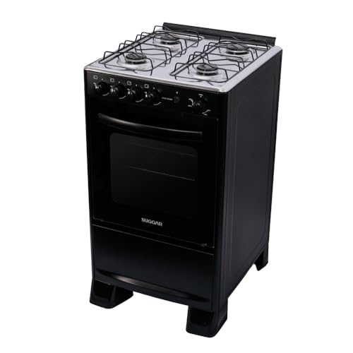 SUGGAR FOGÃO COOK START PRETO MESA INOX 4 BOCAS 2 QUEIMADORES FAMÍLIA ACENDIMENTO AUTOMÁTICO FGICS420PT