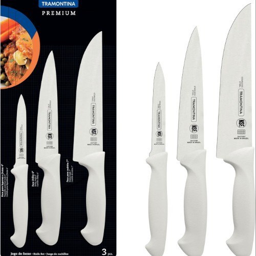 Jogo de Facas Premium Tramontina Branco, 3 Peças