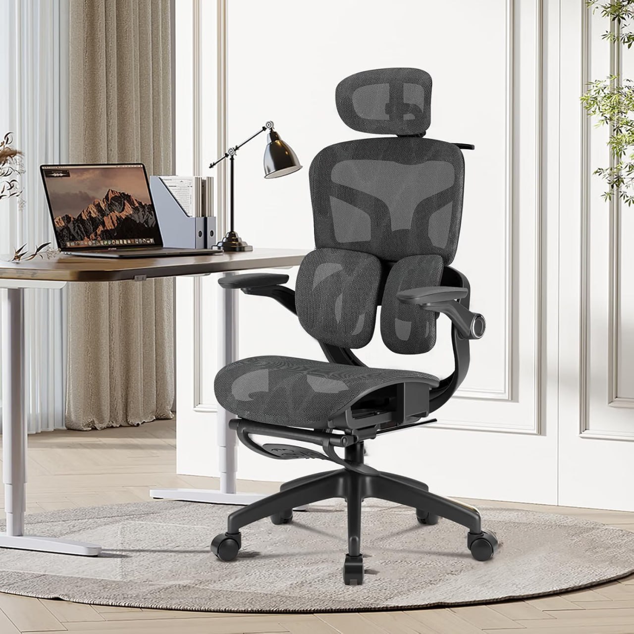 Cadeira de Escritório Ergonômica Testada conforme Nr-17, Duplo Apoio Lombar