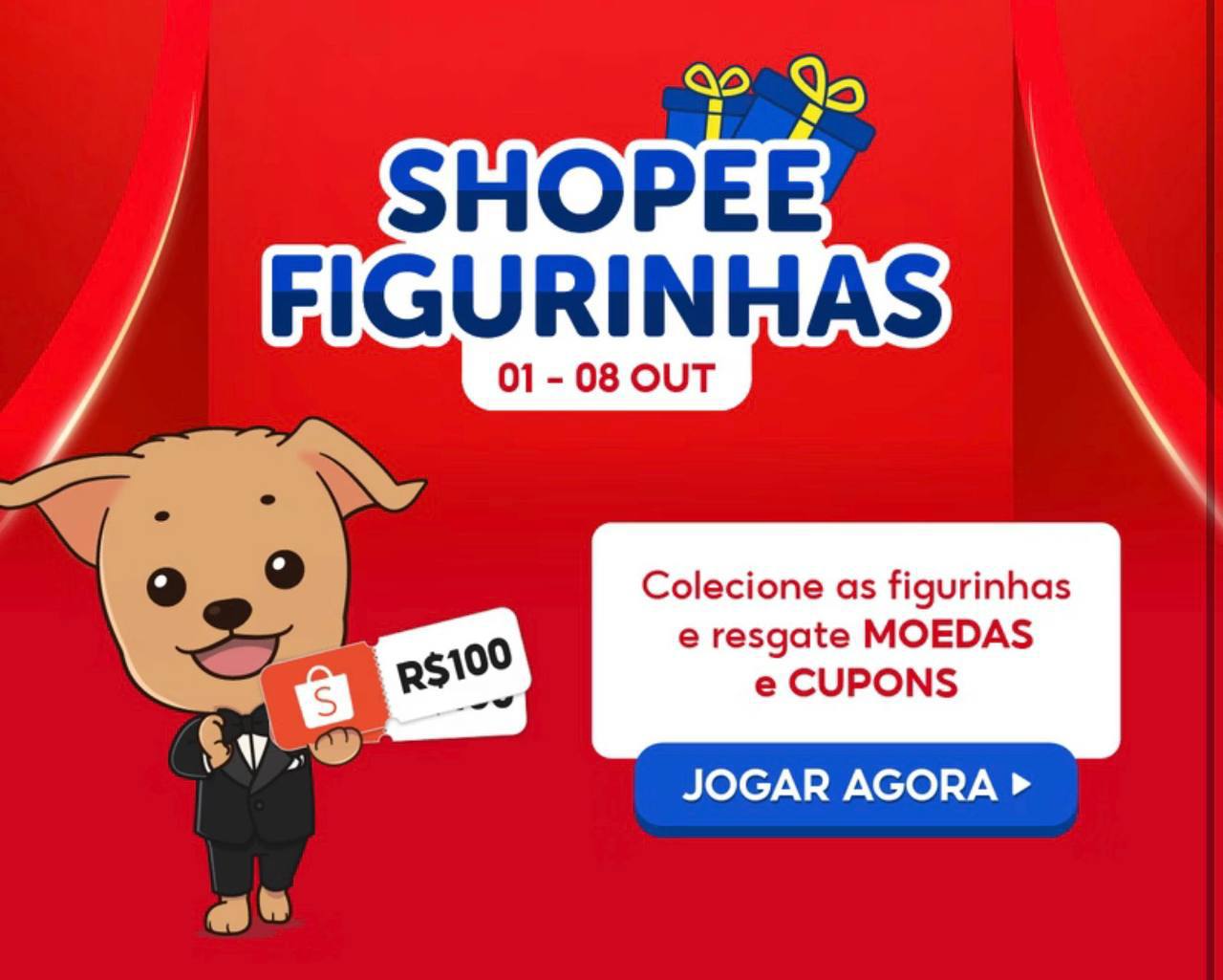 Saindo cupom de R$ 100 no Shopee Figurinhas